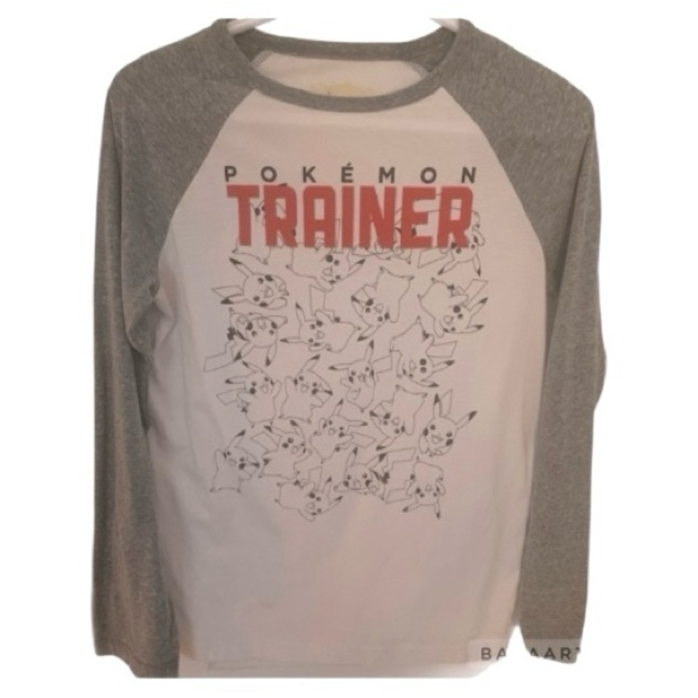 Kids Pokémon Trainer Tee, Pikachu, Long Sleeve, Sz L, cotton blend​, vintage​